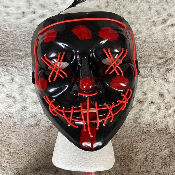 NWT! The Purge mask black red orange LED light up Halloween costume party horror - Picture 3 of 9